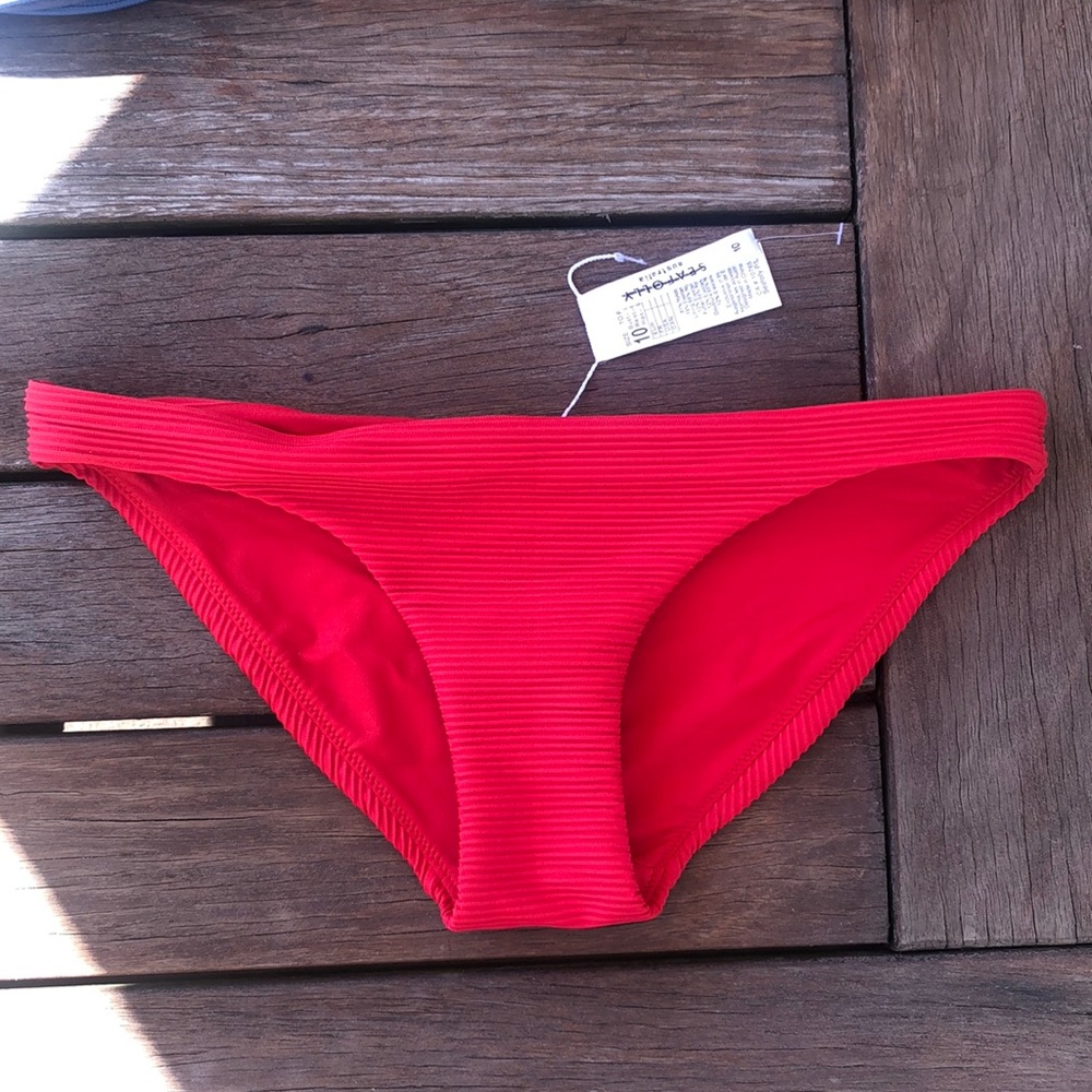 Seafolly Red Ribbed Bikini Bottom